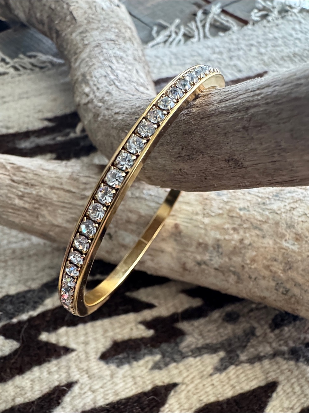 Avon Gold-Tone Clear Crystal Pavé Bangle Bracelet
